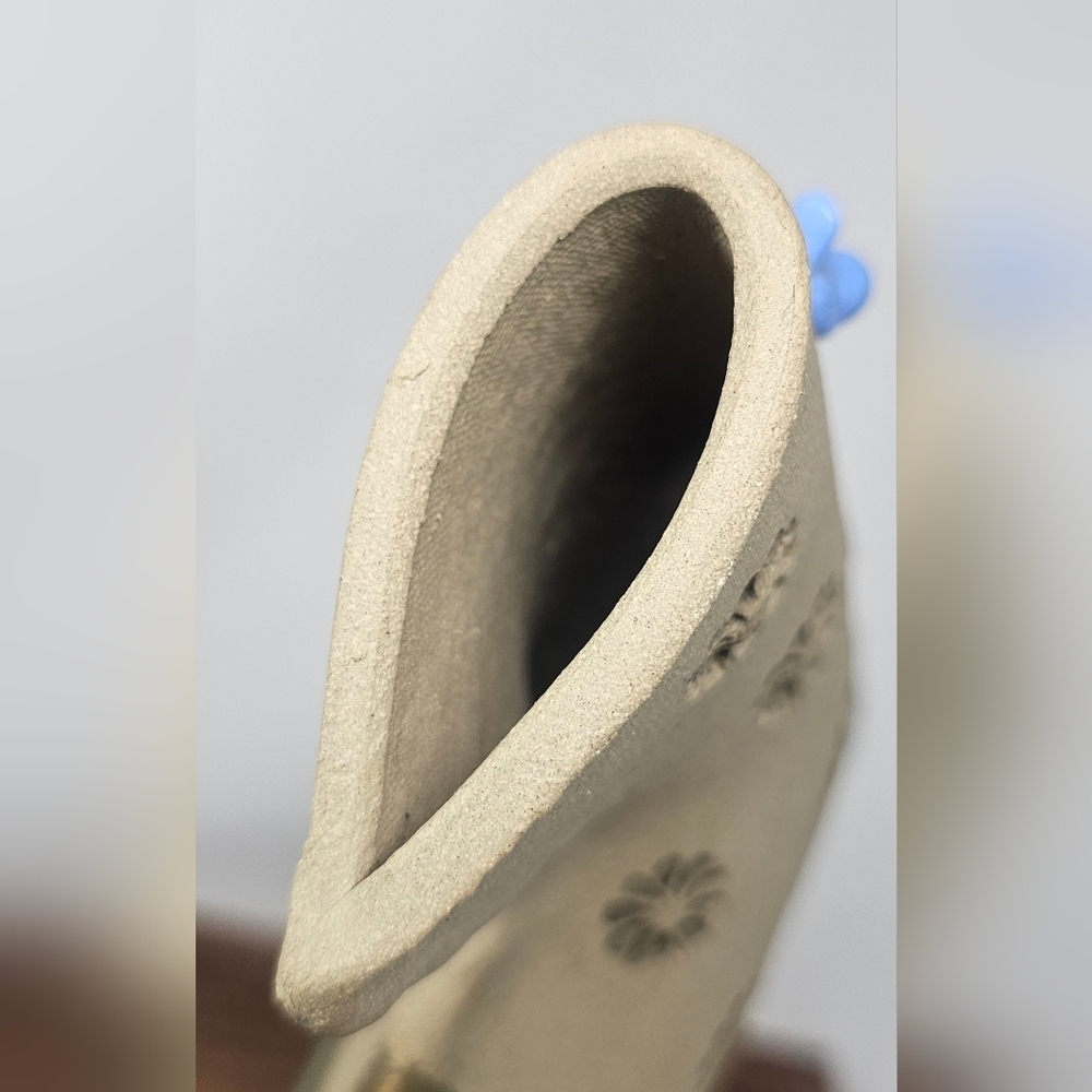 Handmade Art Pottery Kimono Vessel Vase With Bird By Sue Baldwin 9.5X8.5 Signed - Picture 9 of 16